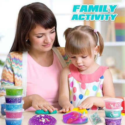 Unicorn Crystal Slime DIY Making Kit, Stress Relief Toy for Kids, Birthday Party & Family Activity Gift