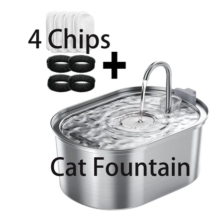 3.2L/108oz automatic cat water fountain, stainless steel pet water fountain, USB powered cat fountain, multi-filtered dog water
