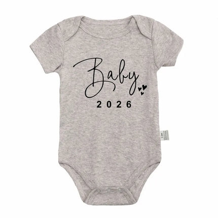 Baby 2026 Pregnancy Announcement Newborn Baby Bodysuits Cotton Summer Boys Girls Romper Jumpsuit Clothes Outfit