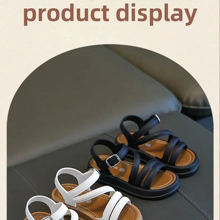 Elegant Summer New Style Korean Version Princess Children's Sandals Elegant Open Toe Stylish Versatile Cute Student Sandals