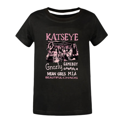 Hot Katseye Funny Print T Shirt Kids Summer Clothes Girls Short Sleeve T-Shirt Toddler Boy Cotton Casual Tops Children's Fashion