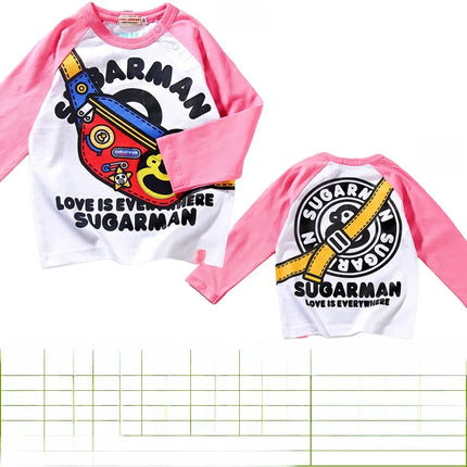 ex Cotton Long Sve T-irt Cartoon Print Spring Summer Autumn Breathable Lightweight round Ne Tee for 8 Years Old Kids