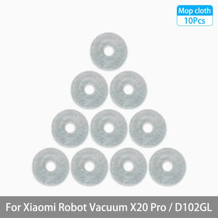 For Xiaomi Robot Vacuum X20 Pro / D102GL Parts Accessories Main Brush Side Brush Hepa Filter Mop Cloth Dust Bag Replacement