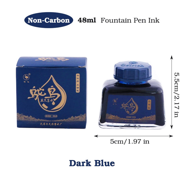 4 Colors Non-Carbon 48ml Bottle Fountain Pen Ink, Black, Blue, Red, Dark Blue, Non-Erasable, Office And School Supplies