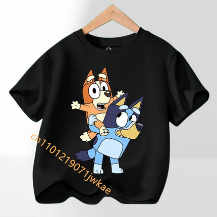 Bluey Bingo T-shirt Children's Summer Multi-color Clothing Girl Trendy Base Top Cute Cartoon Figure Print Tees Kids Birthday Gifts