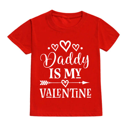 Daddy and Mommy's Valentine Print Kids T-Shirt Child Red Shirts Tops Boys Girls T-Shirt Valentine's Day Party Gifts Casual Clothes