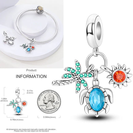 New 925 Sterling Silver Cactus Four Leaf Clover Charm Spring Green Series Bead Pendant For Original Beads Bracelet DIY Jewelry
