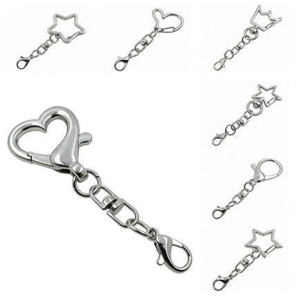 10Pcs 360 Rotate Spring Snap Keychain Multi Styles Star Heart Star Shaped Clasp Open Jump Ring Spring Snap Keyring Pendant