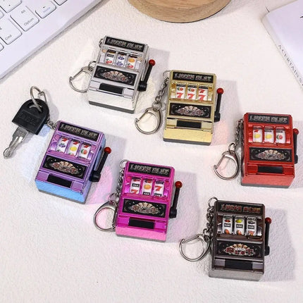 Simple Fashion Trend Keychain Toy Fruit Machine Slot Machine Keychain Personalized Creative Car Pendant Key Ring GiftAccessories