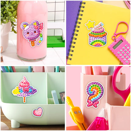 Cartoon Unicorn Diamond Stickers - Donuts - Ice Cream - Gem Art DIY Craft Pack - Children's Gift Diamond Painting Stickers