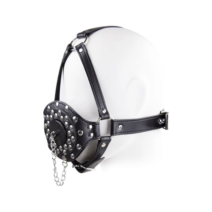 Fetish Head Harness with Mouth Gag & Removable Cover Drool Gag BDSM Slave Bondage Gear Adult Sex Toy for Role Play Games Tool