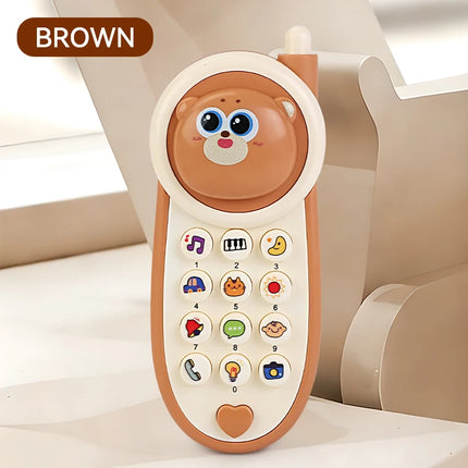 Cute Bear Baby Phone Toy Music Sound Telephone Sleeping Toys Simulation Phone Multifunctional Early Educational Toy with Lights
