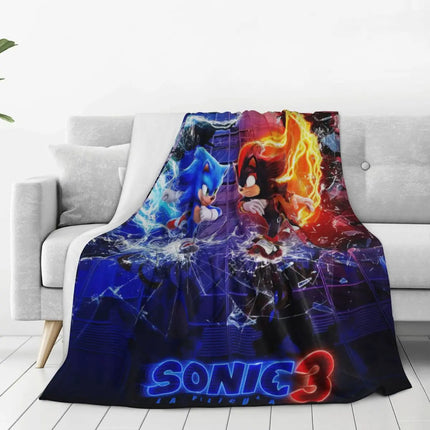 Sonic Poster Blanket 100x150cm - Soft Warm Throw Bedspread / Couverture Sonic 100x150cm - Jeté Doux Chaud