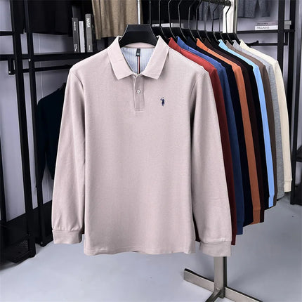 High-end brand 100% cotton long sleeve polo shirt, fashion luxury, pony embroidery, business casual comfort, new Paul men's T-shirt