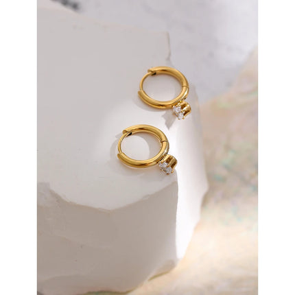 Yhpup Stainless Steel Minimalist Hoop Earrings Stylish Shiny Cubic Zirconia Earrings бижутерия для женщин Engagement Gift