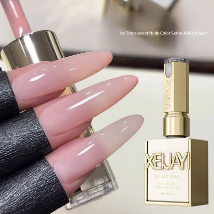 6Pcs 15ml Ice Nude Peelable Polish, UV/LED - set, Formaldehyde - free Oval, Glossy. Good for Salon & DIY Gel Set