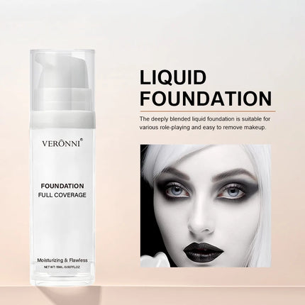 White Liquid Foundation Blending Pure-15ml Silky Creamy Matte Long-Wearing Transfer-Resistant for Stage Cosplay Halloween Makeup