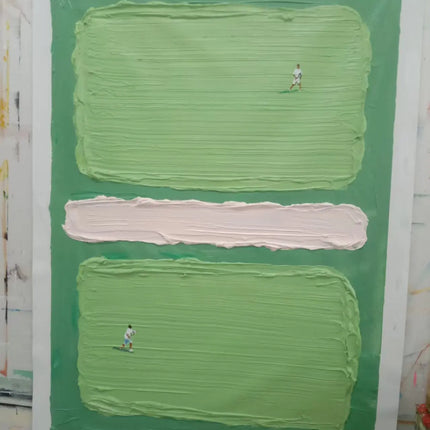 Mintura,Handpaintd Abstract Texture Green Tennis Court Oil Painting on Canvas,Modern 3D Knife Art Poster,Wall Picture,Home Decor