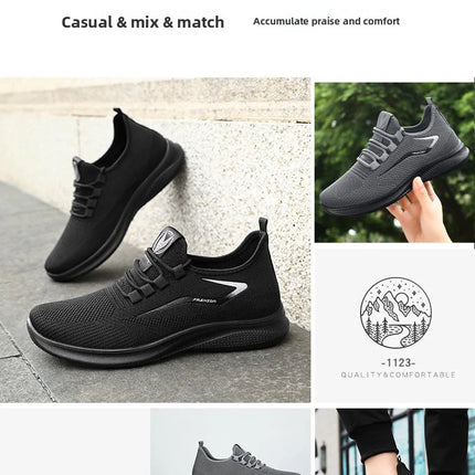 Men Casual Sport Shoes Breathable Lightweight Sneakers Outdoor Mesh Black Running Shoes Athletic Jogging Tenis Walking Shoes