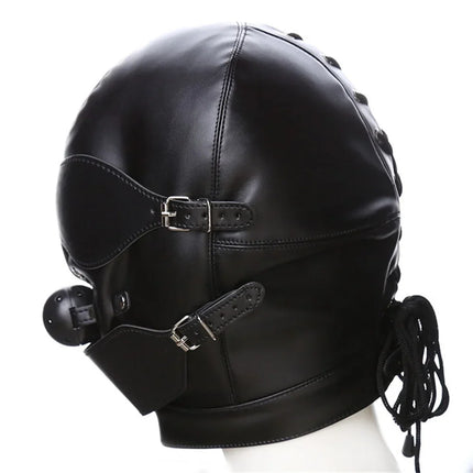 Women Men Sexy Pink Mask Breathable Adjustable Leather Face Masks With Mouth Gag Cosplay Games Headpiece Hood BDSM Erotic Toys