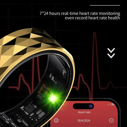 R12M Smart Ring Men's Women's Health Monitoring Sports Mode IP68 & 5ATM Waterproof Sports Smart Ring New Health Smart Ring
