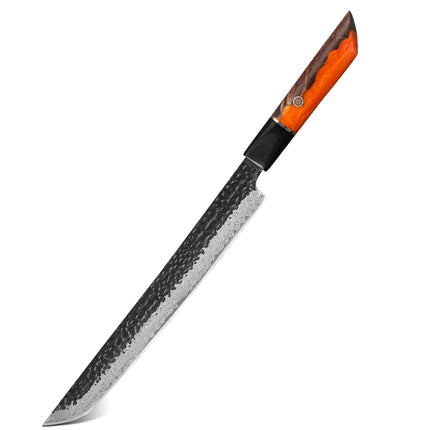 TURWHO 10.5" Hand Forged Japanese Damascus Steel Kitchen Chef Knives DIY Handle Fish Fillet Sushi Salmon Sashimi Slicing Knife