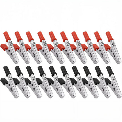 Electrician Wire Clips Insulated Crocodile Clip Plastic Handle Cable Lead Test Charging Clamp Metal Crocodile Clamp 53mm 20 Pcs