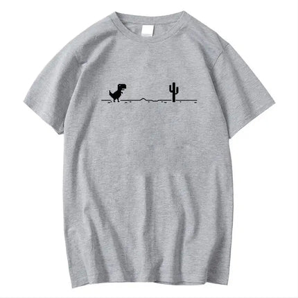 Men's High Quality 100% Cotton Funny Dinosaur Print T-Shirt Loose O-neck Summer Cool Men T-shirt Short Sleeve T-shirt Male Tee Top