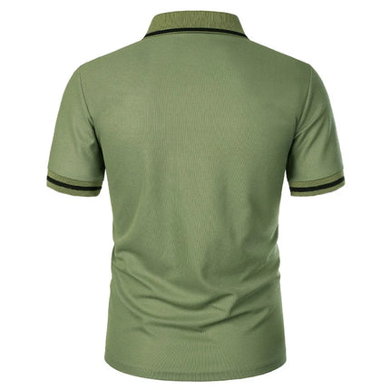 New Summer Men's Short Sleeve Polo Shirts Solid Business Casual Tees Fashion Breathable Loose Patchwork Tops Pockets Male Polos