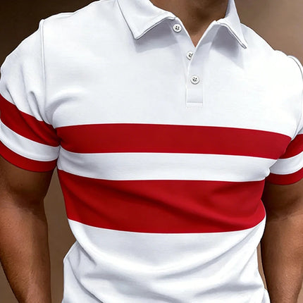 Simple Two Bars Contrasting Color Design Men's Short-sleeved Fashion Polo Shirt Comfortable Casual Men's Top Quick Dry