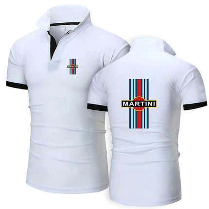 New Summer Martini Racings Men's Business Button Lapel Polo Shirt Printing Short Sleeve Casual Fashion Slim Fit Tops