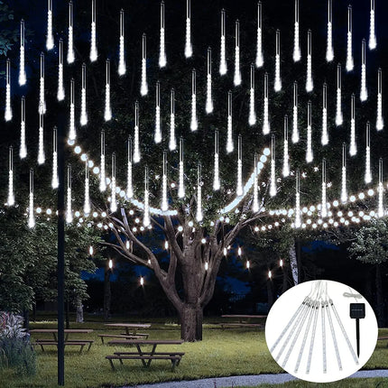Solar Meteor Shower Lights Outdoor Meteor Lights 10Tubes Waterproof LED Falling Raindrop Christmas Halloween Fairy String Lights