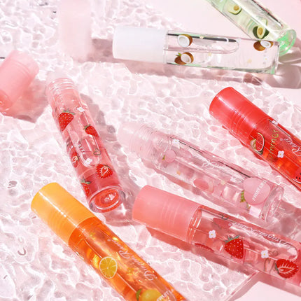 6 Color Plumping Clear Lip Oil Mirror Water Lip Gloss Lip Glaze Transparent Liquid Lipstick Moisturizing Fruit Lips Care Make Up