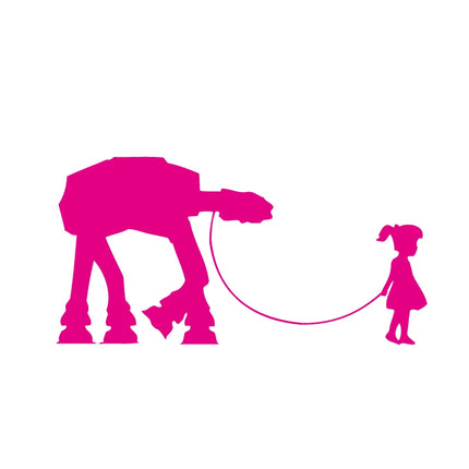A Girl and Her AT-AT Imperial Walker Sci-Fi Vinyl Sticker For Girl's Laptop Creative Decor Car Window Decoration