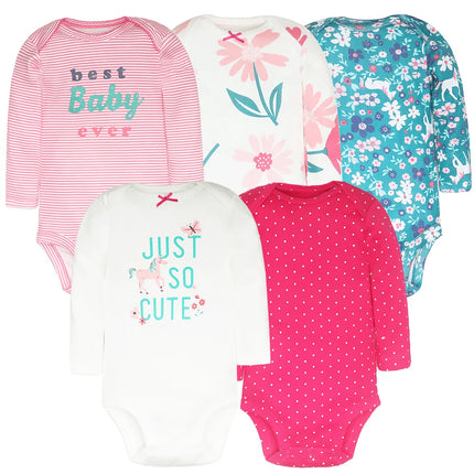 2026 Newborn Baby Girl Clothes Long Sleeve 100% Cotton 5 Pieces/Lot Baby Bodysuits Cartoon Underwear Infant Bebe Clothing 3-24M