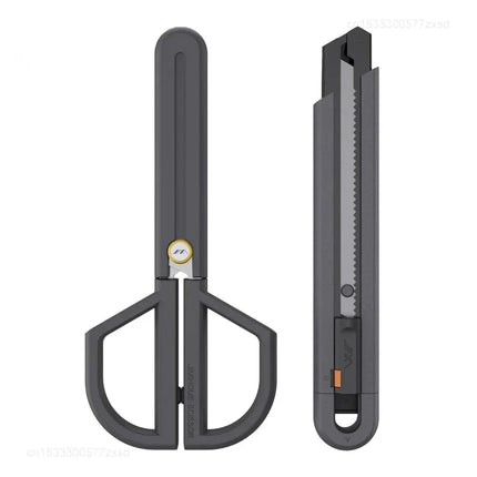 JIMIHOME 2pcs Scissors and Knife Mini Combo Set Adjustable Protective Sheath Precision DIY Safety Utility Tailor's Tools