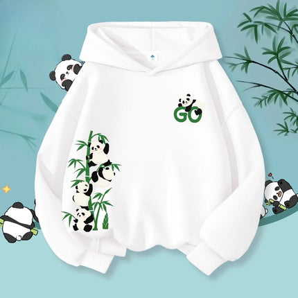Cute Panda Playing Print Children's Sweatshirt Autumn Boys and Girls Casual Fashion Warm Hooded Pullover