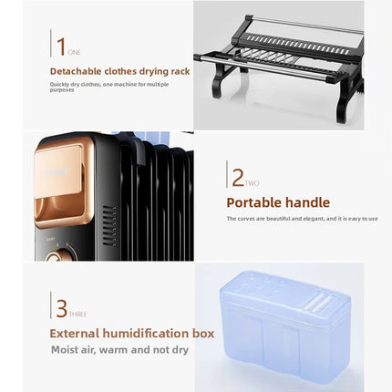 Electric radiator, oil-filled heater, household energy-saving fan heater, indoor heating, electric oil heater