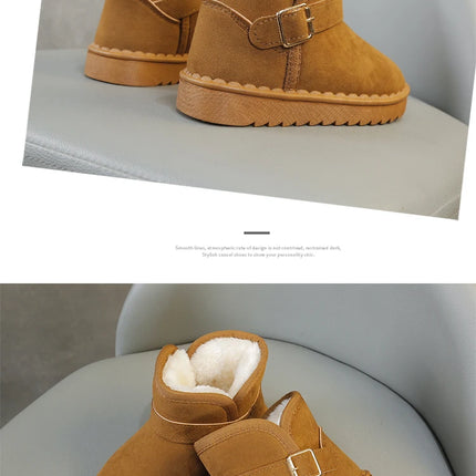 Boys Thermal Boots Kids Versatile Casual Buckle Non-slip Children Fashion Simple Non-slip Girls Snow Boots Cotton Winter Autumn