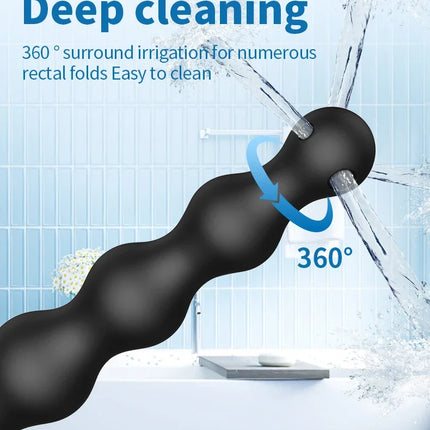 Silicone Long 58cm Anal Beads Plug Dilator Douche Enema Vagina Cleaning Kit Buttplug Syringe Shower Head Gay Sex Toy For Couples