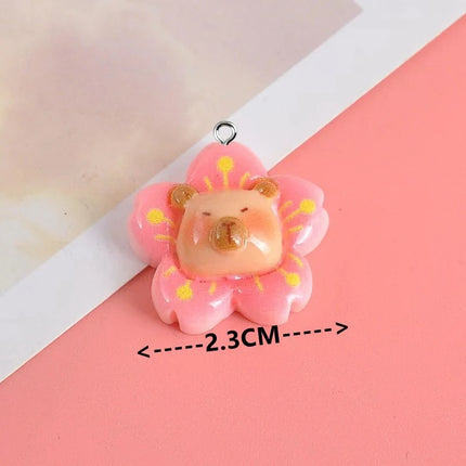 10pcs Cute Small Bear Charms Kapibala Resin Pendant For Jewelry Making Accessories DIY Earrings Necklace Keychain