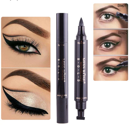 Long-lasting Eye Liner Pencil for Eye Makeup,Waterproof Double-Sided Liquid Eyeliner Stamp Pen Set for Beginners