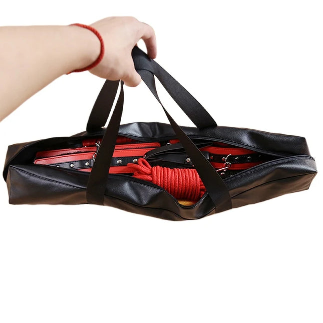 SM Leather Bag for Storage of Sex Toys Handbags Storage Handbag for Whip Mouth Gag Large Handcuffs Capacity Bag BDSM Bondage Shop