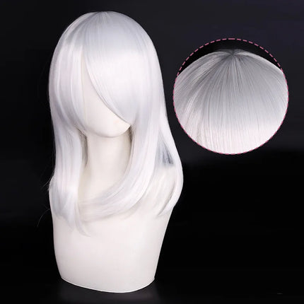 High Quality 40cm Medium Cosplay Wig With Bang Black Blond Pink Red Blue Purple Heat Resistant Synthetic Hair Wigs