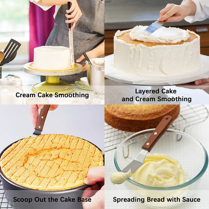 4/6/8/10In Smoother Spatula Cake Knife Stainless Steel With Wood Handle Butter Cream Icing Frosting Kitchen Knife DIY Cake Tools