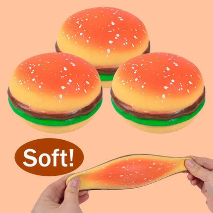 Squishy Toast Bread Squeeze Toy - Funny Hamburger & Biscuit Fidget Toy for Kids & Adults - Sensory Relief & Anxiety Relief