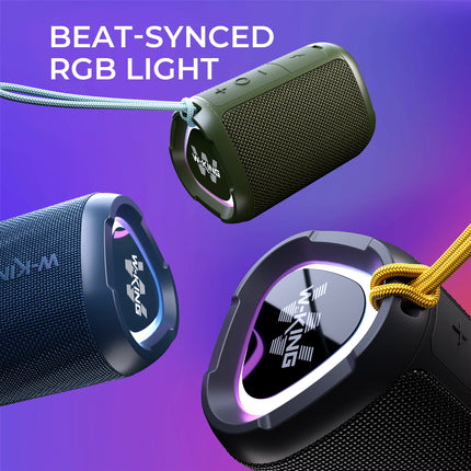 W-KING D110 Portable Bluetooth Speaker, IPX7 Waterproof Wireless Speaker with 15W Loud Stereo Sound, 12H Playtime & RGB Light