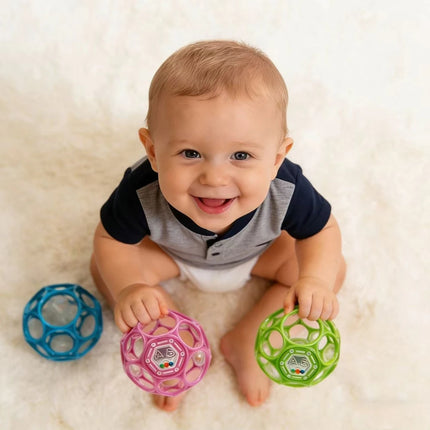 Baby Hollow Sensory Ball,Soft Grasping Ball Toy with Rattle,Early Development Hand-Eye Coordination Toy for Boy&Girl Toys