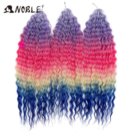 Noble 24Inch 300g Crochet Hair Curl Hair Water Wave Ombre Blonde Twist Crochet Hair Braid Hair Deep Wave Braiding Hair Extension