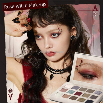 Judydoll Halloween Limited Edition Rose Codex" 15-color Eyeshadow Book Matte Earth Color Shimmer Eye Makeup Eye Glitter